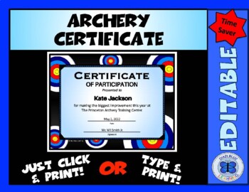 Preview of Archery Certificate - Editable