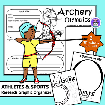 Preview of Archery Olympics Athletes & Sports Research Graphic Organizers Mini book