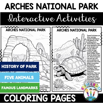 Preview of Arches National Park Unit With Coloring Pages Sheets Activity