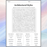 Architectural Styles Word Search Puzzle Worksheet Activity