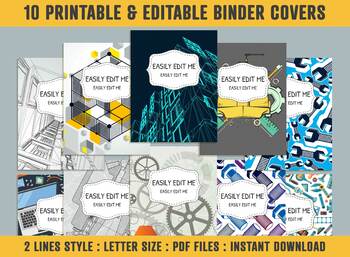 Preview of Architecture, Engineer Binder Cover, 10 Printable/Editable Binder Covers+Spines