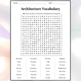 Architecture Vocabulary Word Search Puzzle Worksheet Activity