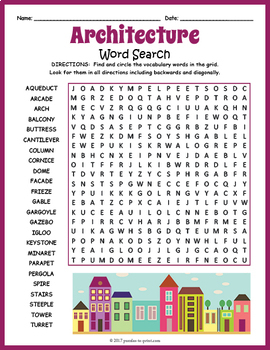 Be an Architect Activity - Architecture Word Search Puzzle by Puzzles