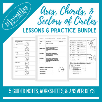 Preview of Arcs, Chords, & Sectors of Circles Notes & Worksheets Bundle - 5 lessons