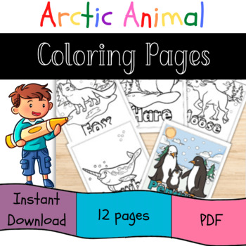 Arctic Animal Coloring Pages for Kids by Missy Printable Design | TpT