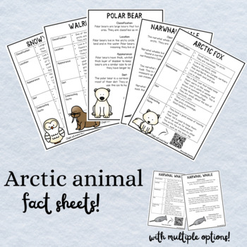 Arctic Animal Fact Files by Miss O'Leary Teaches | TPT