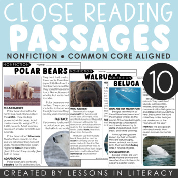 Preview of Arctic Animals Close Reading