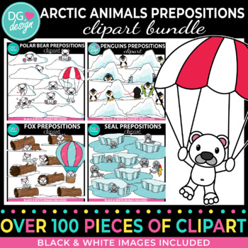 Preview of Arctic Animal Prepositions Clipart Bundle | Winter Clipart | Positional Clipart