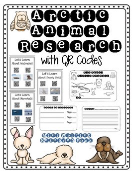 Preview of Arctic Animal QR Code Research with Nonfiction Writing Book