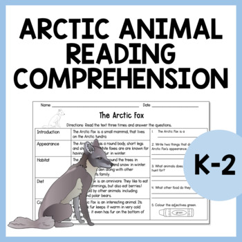 Preview of Arctic Animal Reading Comprehension Passages - Years 1/2