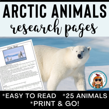 Preview of Arctic Animal Research Pages Bundle featuring 25 Arctic Animals