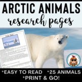 Arctic Animal Research Pages Bundle featuring 25 Arctic Animals