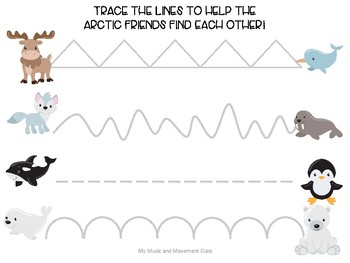 arctic animal tracing page preschool winter activity music activity