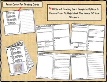 Preview of ARCTIC ANIMALS Research Trading Cards Graphic Organizers and QR Codes