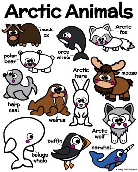 Arctic Animals Anchor Chart Poster - Kindergarten - Winter Animals