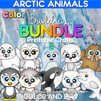 Preview of Arctic Animals BUNDLE of Printable Crafts - Antartic Coloring Pages