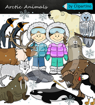 Preview of Cute Arctic and Antarctic Animals Clip Art Commercial use