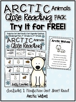 Preview of Arctic Animals Close Read {Kindergarten, 1st & 2nd Grade} FREE GIFT
