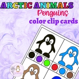 Arctic Animals Color Clip Cards Penguin Color Flash Cards 