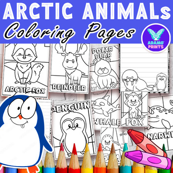 Preview of Arctic Animals Coloring Pages & Writing Paper ELA Activities No PREP