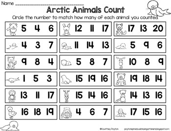 Arctic Animals Count & Clip (Numbers to 20) by MrsPayton | TpT