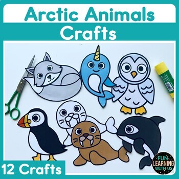 Arctic Animals Cut & Paste Fine Motor Skill Craft | Winter Polar Animals