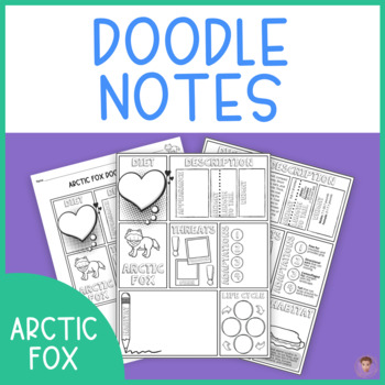 Preview of Arctic Animals Doodle Notes (Arctic Fox Edition)
