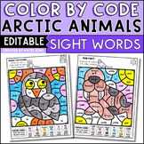 Arctic Animals Editable Color by Code Sight Word Practice 