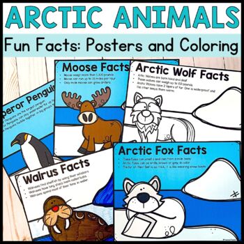 Preview of Arctic Animals Fun Facts Coloring Pages and Posters