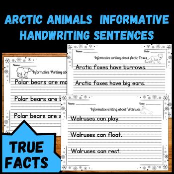 Arctic Animals Handwriting Bundle: Foxes, Bears, and Walruses True Facts