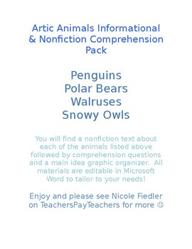 Preview of Arctic Animals Informational & Nonfiction Comprehension Pack