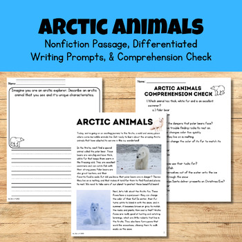 Preview of Arctic Animals (Nonfiction Passage, Writing Prompts, & Comprehension Check)