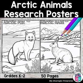 Preview of Arctic Animals Research Posters, Coloring Pages - Animal Research Project