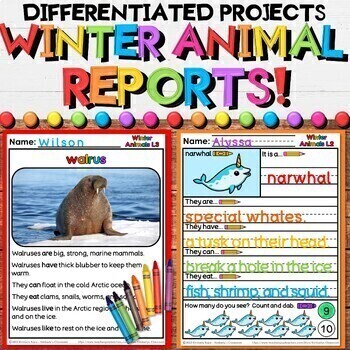 Preview of Arctic Animals Research Reports - Nonfiction Reading & Writing Winter Activities