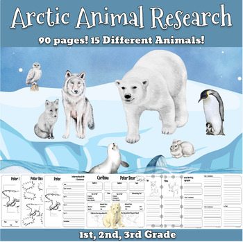Preview of Arctic Polar Animals Research project 1st, 2nd, 3rd grade. writing, templates