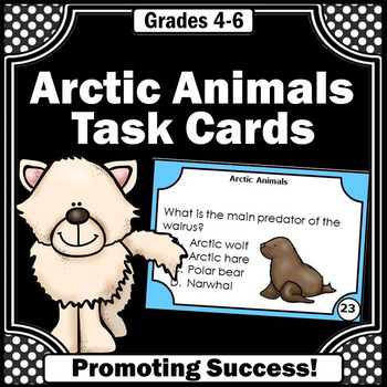 Preview of Arctic Animals Task Cards Science Research Project Digital Activities EASEL