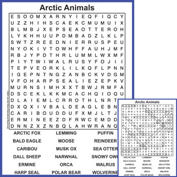 Preview of Arctic Animals Word Search
