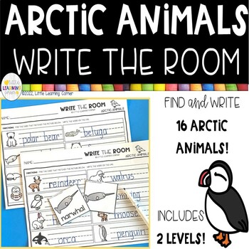Preview of Arctic Animals Write the Room | Sensory Bin Activity