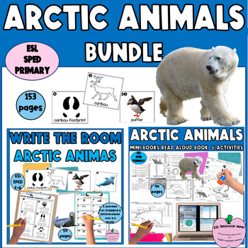 Preview of Arctic Animals read aloud,  printable books and ESL newcomer activities vocab