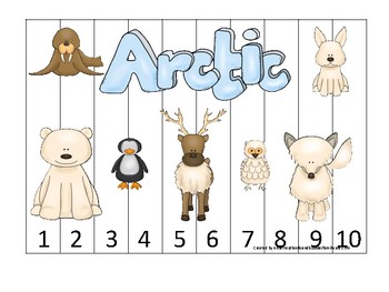 Arctic Animals Themed 1-10 Number Sequence Puzzle Printable Preschool Math  Game.