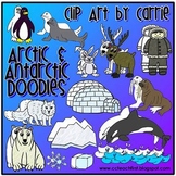 Arctic Antarctic Habitat Doodles digital clip art (BW and 