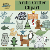 Arctic Critters Clipart with Outlines [Jordy Mack Classroom]