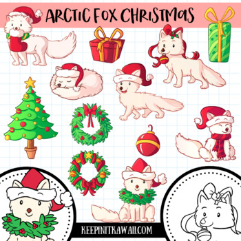 Arctic Fox Christmas Clip Art Collection by KeepinItKawaii | TpT