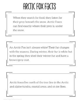 Arctic Fox Facts for Kids by Seasonal Homeschooling | TPT