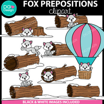 Preview of Arctic Fox Prepositions Clipart | Arctic Animals Clipart | Winter Clipart