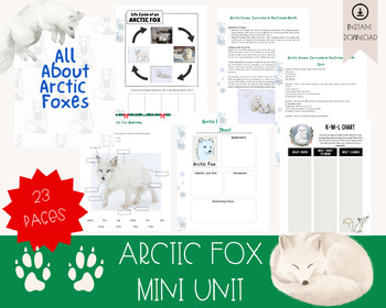 Preview of Arctic Fox Unit: Christmas Unit, Winter, Homeschool Curriculum