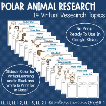 Preview of Arctic Polar Animals Research- 14 Digital or Printable Science Activities