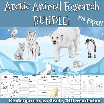 Preview of Arctic Polar Animals Research project BUNDLE for Kindergarten 1st grade activity