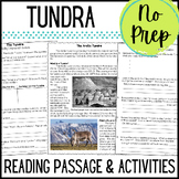 Arctic Tundra Habitat Reading Comprehension, Questions, Wo