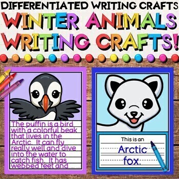 Preview of Arctic & Winter Animals Writing & Coloring Crafts with Differentiated Activities